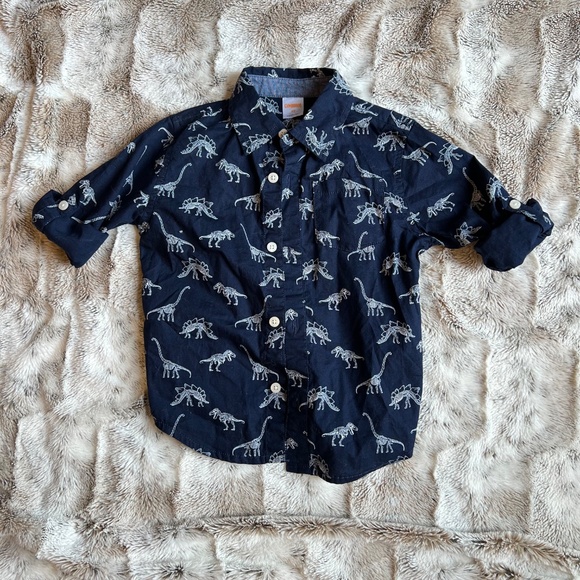 Gymboree Dark Blue Long Sleeve Shirt with Dinosaurs Prints - Kids size 3T - Picture 3 of 5